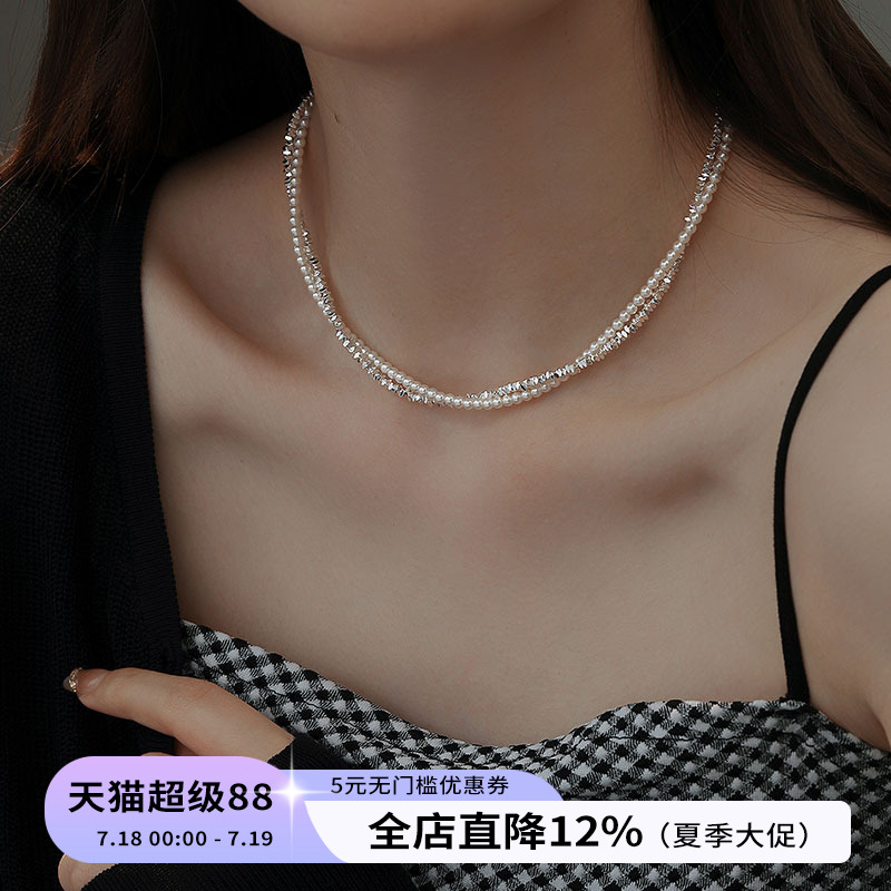 饰悟银饰施家珍珠锁骨链女项链