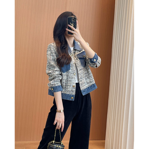 牛仔小香风外套女秋款新款女装2024韩系重工精致高级小个子短外套