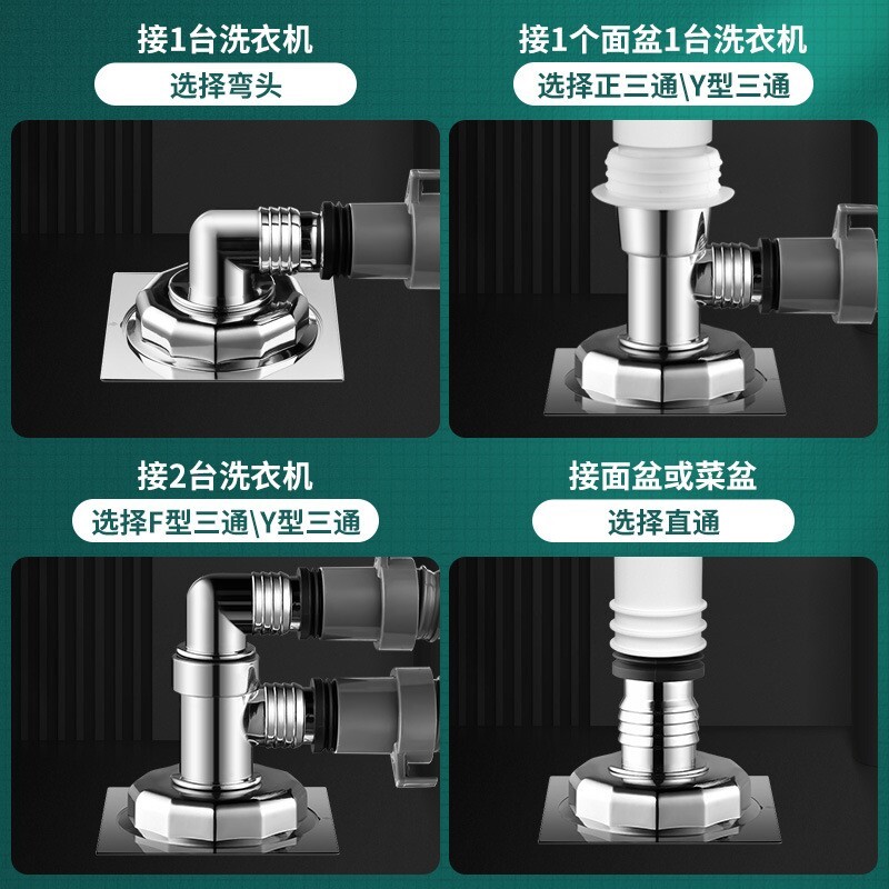 洗衣机地漏三四通接头Y型适用小天鹅海尔美的排水管下水道防臭图片