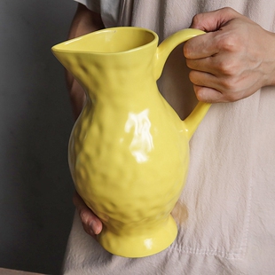 ins多用途水壶家用壶大容量凉水壶复古陶瓷花插摆件手把壶花瓶瑕