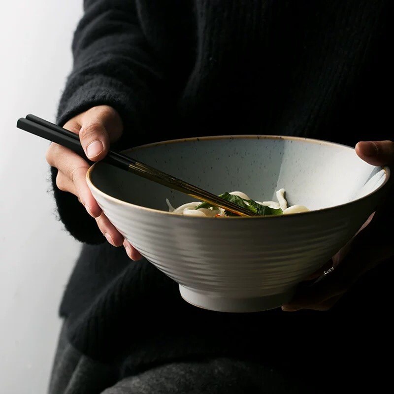 创意拉面碗陶瓷泡面瓷家用一人食日式餐具面碗斗笠喇叭碗大号汤碗
