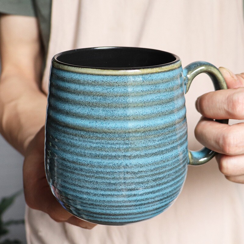 〖茧型大容量螺纹杯〗夏天大口喝水马克杯复古日式茶杯陶瓷咖啡杯,餐饮具,马克杯,淘宝优惠券,粉丝福利购,淘宝优惠卷