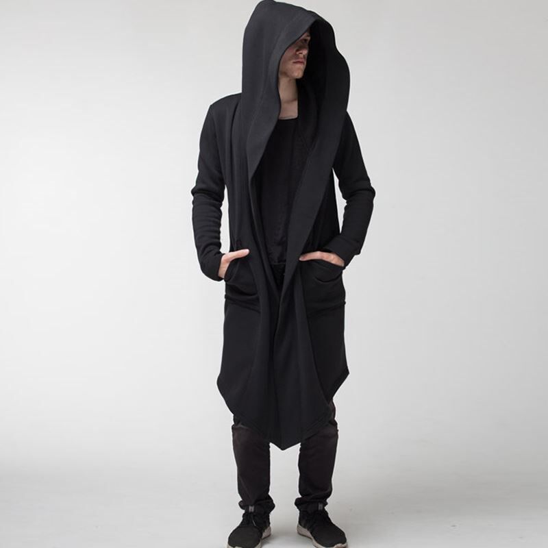 19速卖通新款男式开衫卫衣披风Men's long cardigan hoodie cape