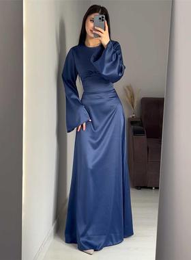 收腰显瘦绑带纯色长袖连衣裙 Slim TieSolid Long sleeved Dress