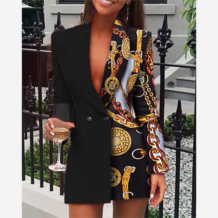 拼接印花长袖西装Splice