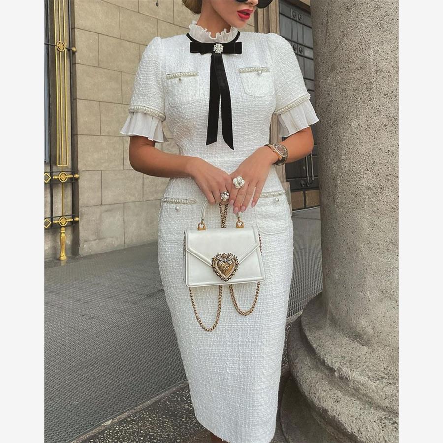 修身短袖小香风连衣裙Sli