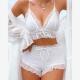 Contrast Tied Mesh 网纱拼接内衣套装 Frill Hem Lingerie Set