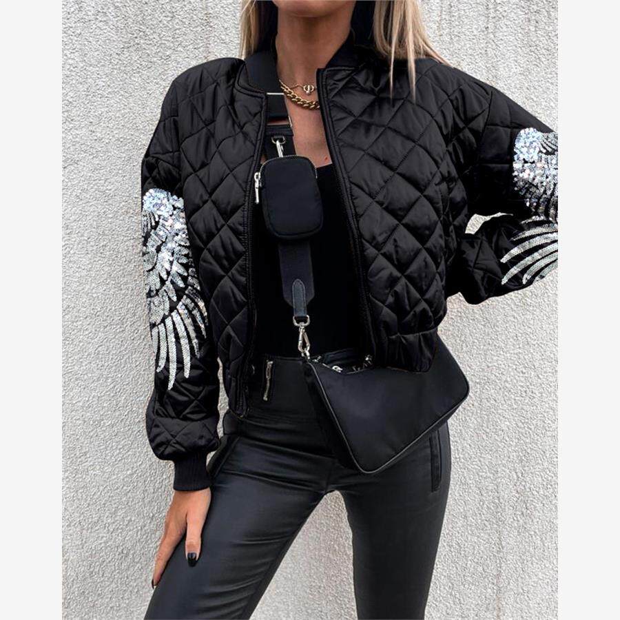 珠片翅膀夹克外套 Angel Wings Pattern Quilted Puffer Jacket
