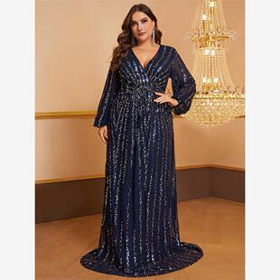Plus size Evening Dresses Sequined Formal Dress Party Gown