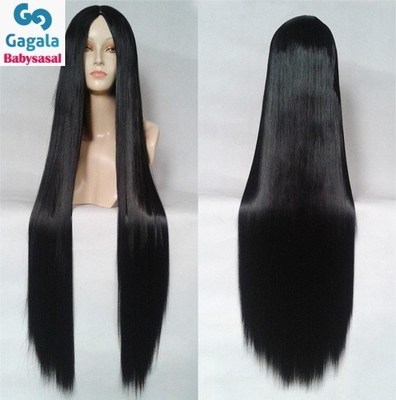 100CM black white cosplay wig long straight hair wig fashion