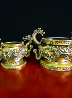 黄铜精工立体铸造香炉双耳香炉大小号摆件家居用品工艺品香道香炉