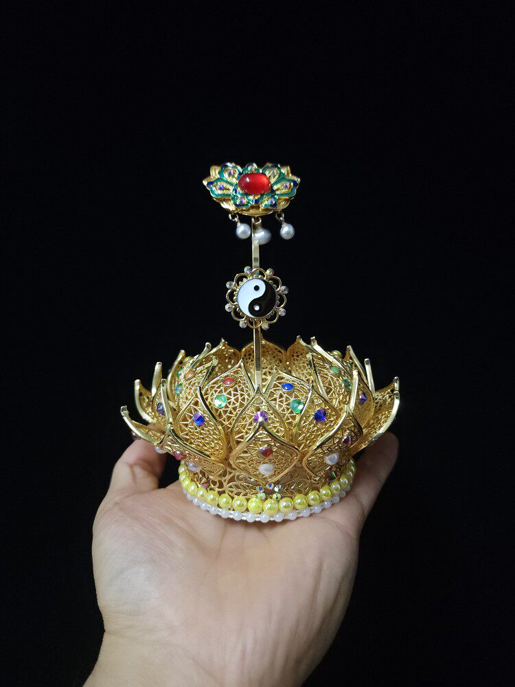 黄铜莲花冠上清冠芙蓉冠三清冠头冠道冠汉服头饰古装发饰神像冠帽