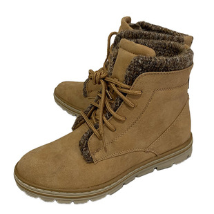 外贸原单大码 系带切尔西靴雪地马丁靴潮 平底短筒保暖女靴2022冬季