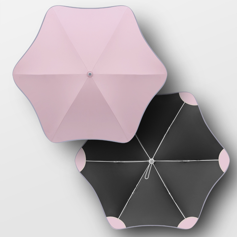 新款女士长柄遮阳伞花型直柄雨伞黑胶防晒防紫外线晴雨两用太阳伞