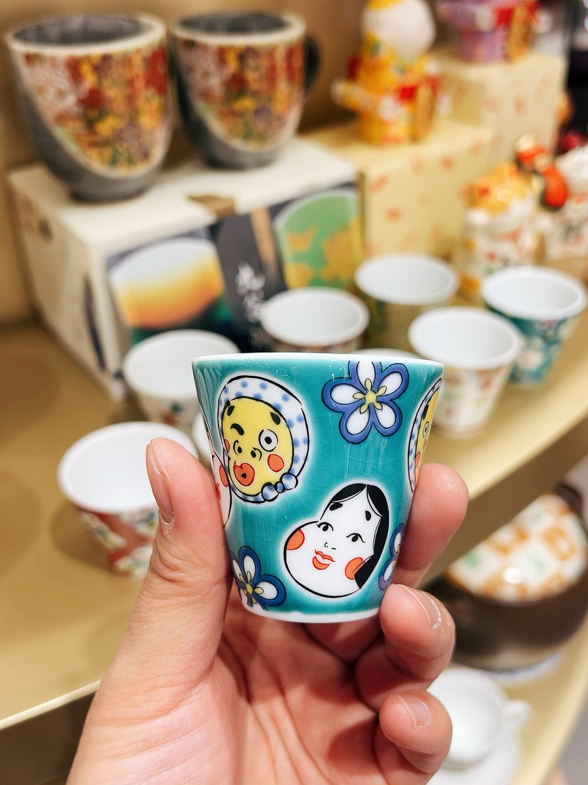 日本原装进口九谷烧陶瓷小酒杯日式清酒白酒杯品茗茶杯一口杯家用