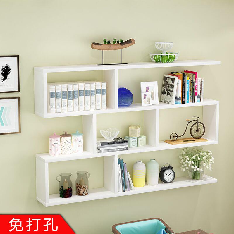 墙面置物架墙上免打孔壁柜墙壁挂式装饰架隔板书架储物柜酒架简约