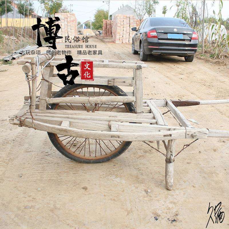 独轮车手推车老木车怀旧独轮木质木轮民俗老物件老农具收藏展览