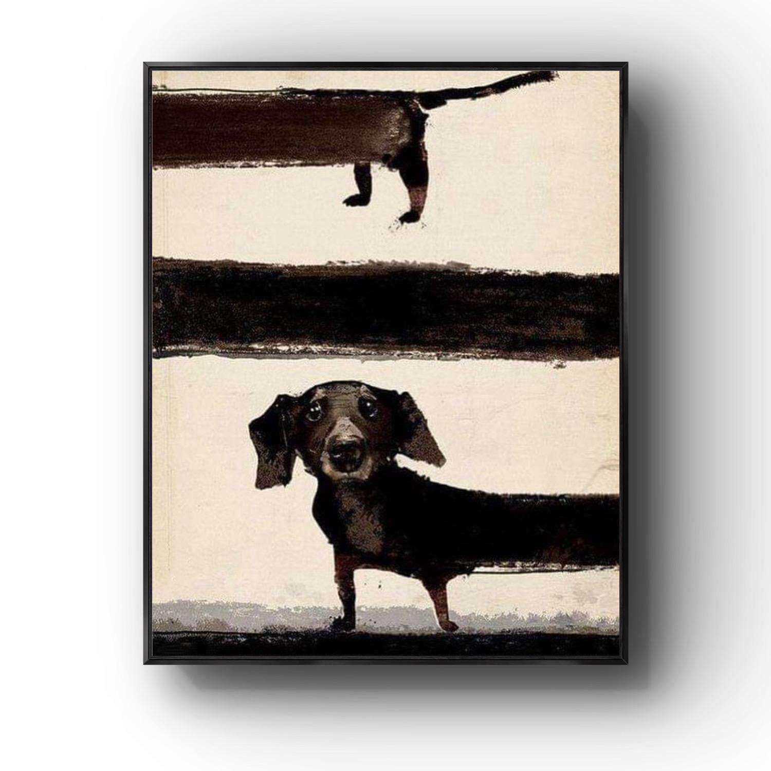 客厅可爱狗狗腊肠犬挂画抽象艺术卧室搞笑空白墙背景房间软装高级