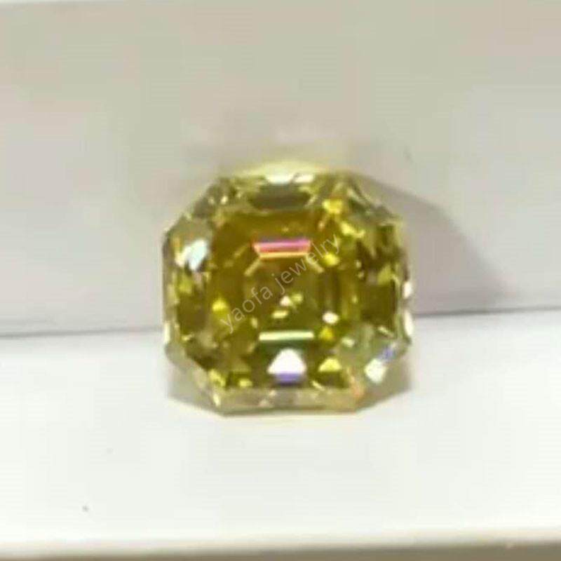 原色过测笔金黄色倒角阿斯切形莫桑石裸石 碳化硅车平倒八角方钻