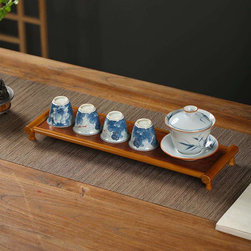 手工竹编茶盘托盘竹制晾杯架干泡茶台桌面置物架茶具收纳架