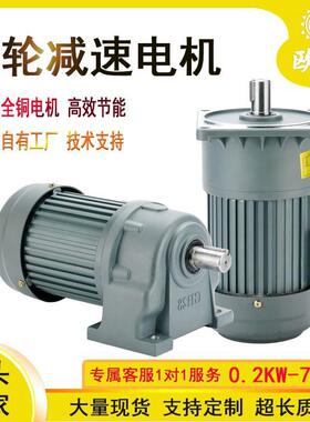 欧鹏齿轮减速电机卧式380V200/750/3700W减速机电机一体220v低速
