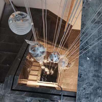 水晶玻璃球复式楼后现代客厅大堂吊灯样板单头工程灯具非标