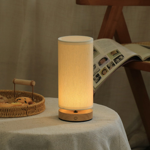 亚麻布罩台灯床头灯少女卧室