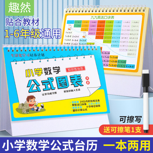1-6年级数学公式台历大全