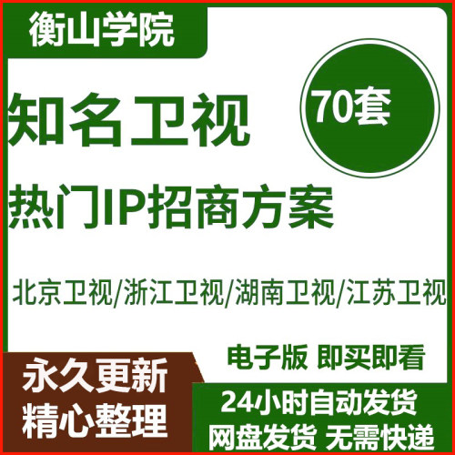 知名卫视热门IP招商策划方案案例模板 活动北京卫视浙江卫视