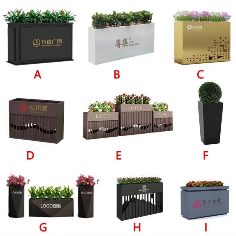 小区种植箱景观绿地花坛花槽镀锌板烤漆丝印按需定制商用户外花箱