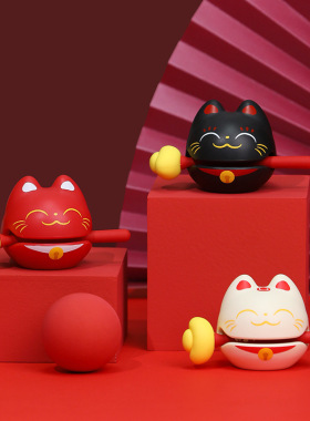 木鱼新款办公桌家居摆件情绪系解压公仔财富+1招财猫手办创意新品