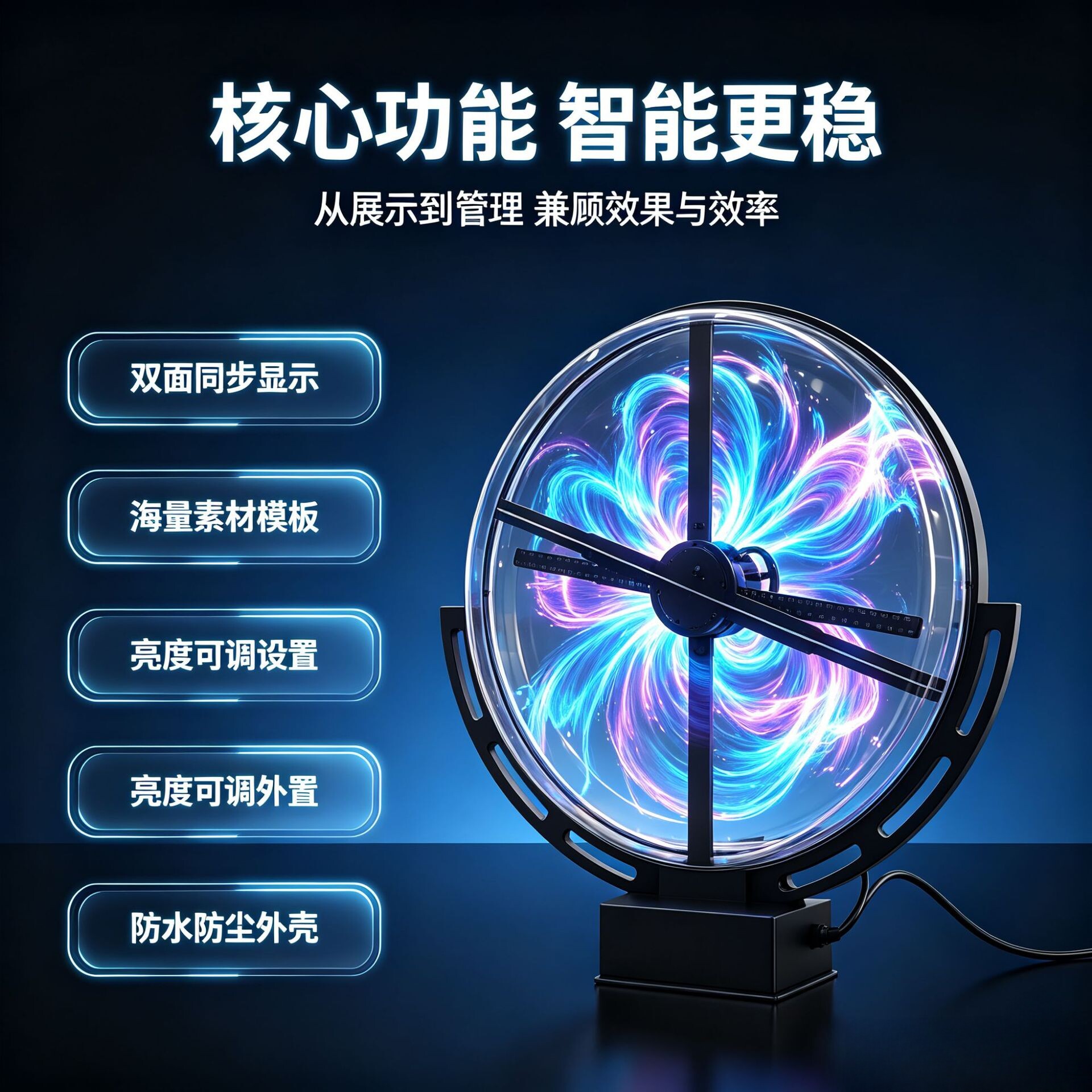 裸眼3D立体悬浮全息投影风扇广告牌门头招牌室外挂墙双面发光灯箱