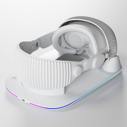 适用Apple Vision Pro VR充电宝30W快充VR底座无线磁吸RGB灯收纳