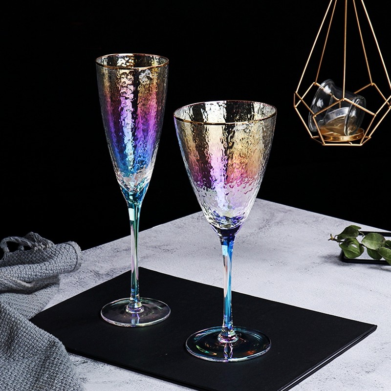 高档炫彩金边锤目纹水晶玻璃红酒杯高脚葡萄酒杯鸡尾酒杯香槟杯子,餐饮具,葡萄酒/红酒杯,淘宝优惠券,粉丝福利购,淘宝优惠卷