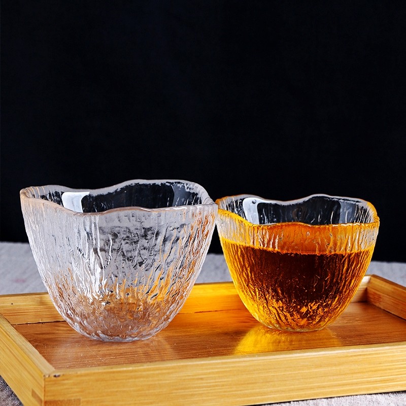 日式雨落初雪杯手工玻璃杯加厚清酒杯果酒杯气泡酒杯少女青梅酒杯