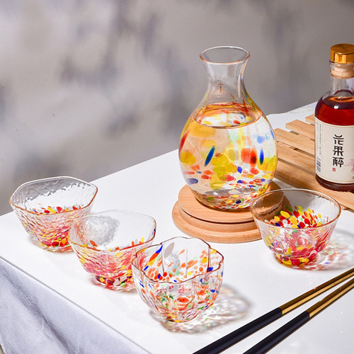 日式清酒壶清酒杯锤纹玻璃酒具