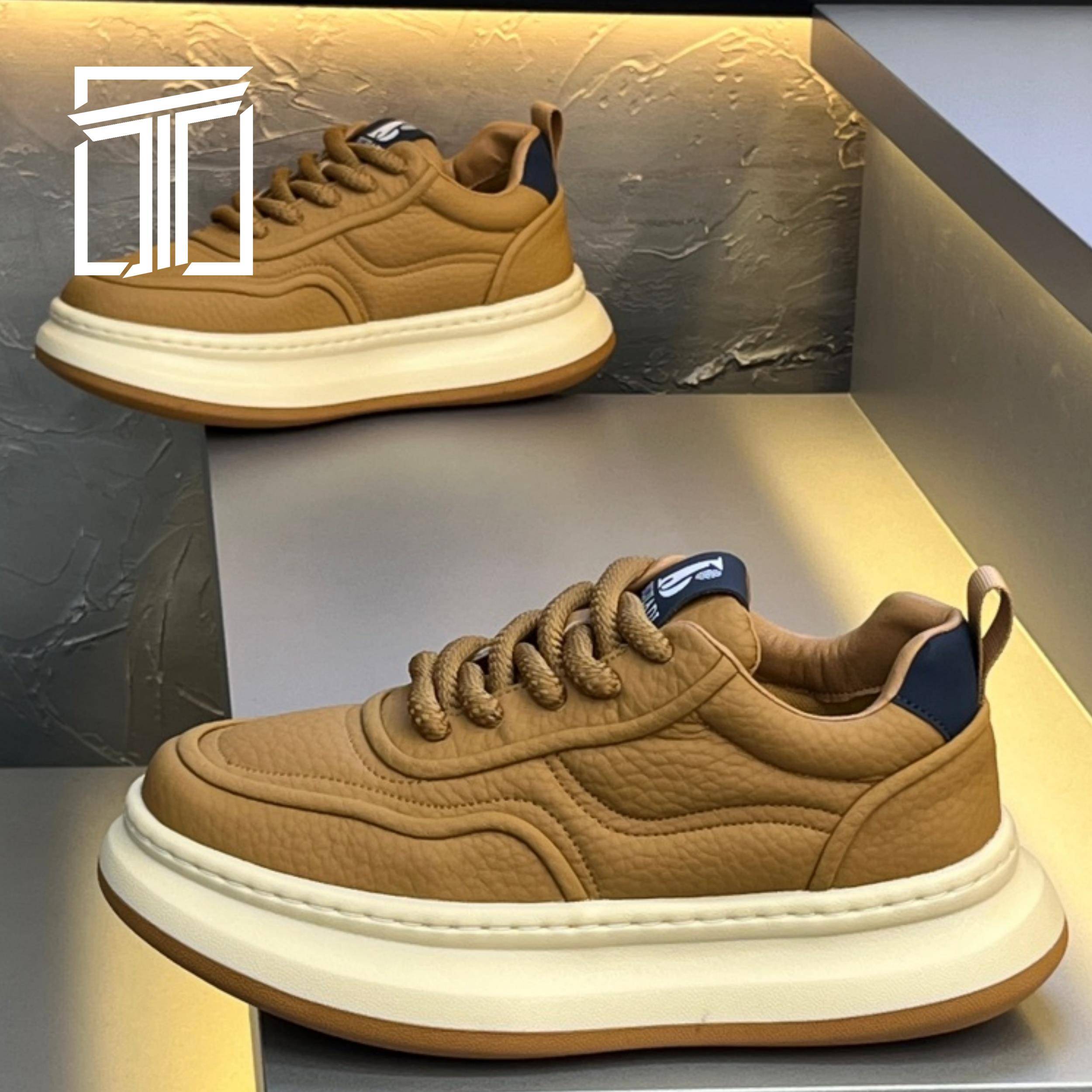 香港ITUN7G冬季新款男鞋厚底潮流时尚小白鞋加绒保暖皮面休闲鞋子