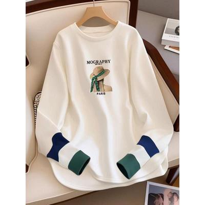 欧洲站白色T恤女2025新款春秋冬季中长款遮屁股长袖打底衫上衣潮