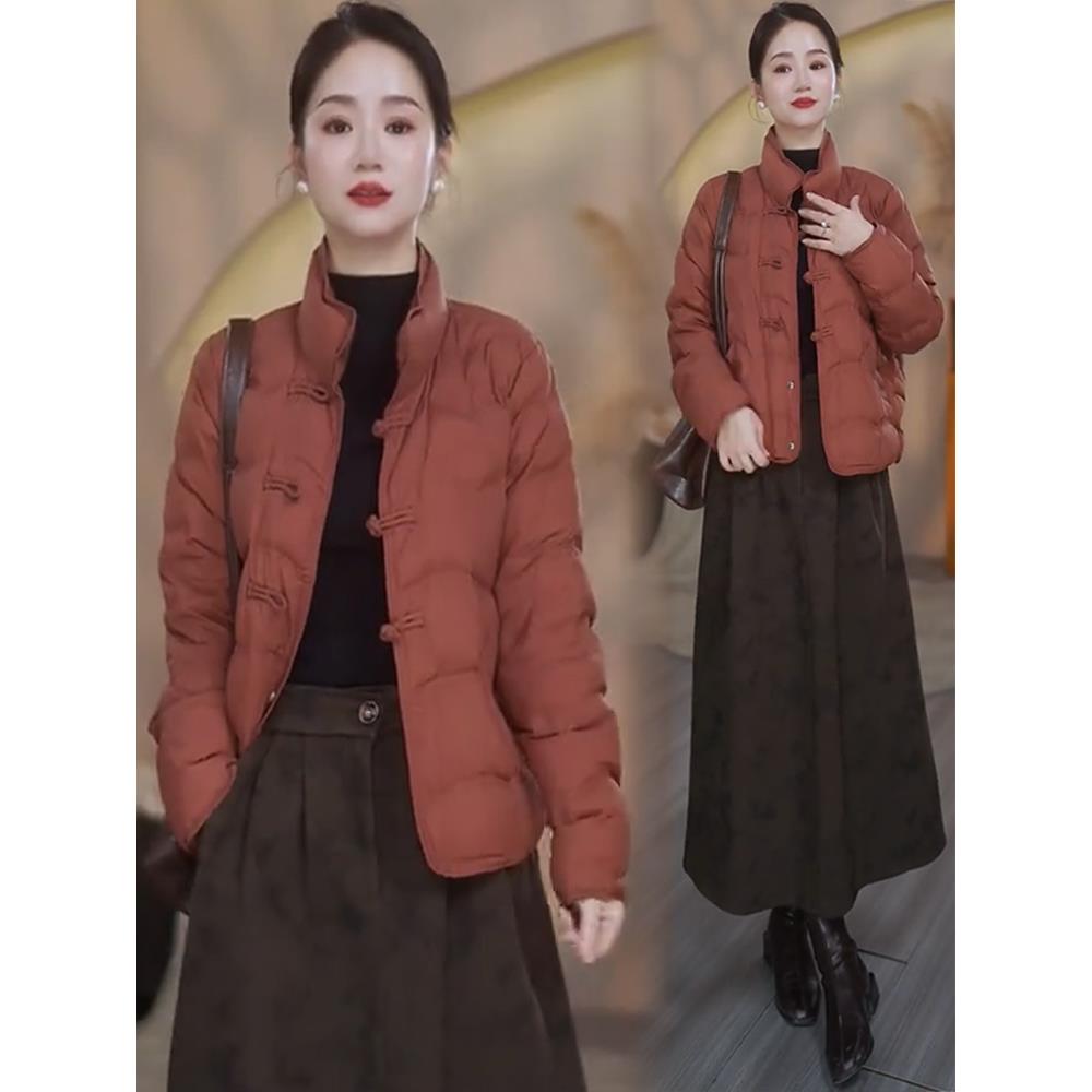 香港代购时尚羽绒服女2025冬新款洋气百搭小个子盘扣立领保暖外套