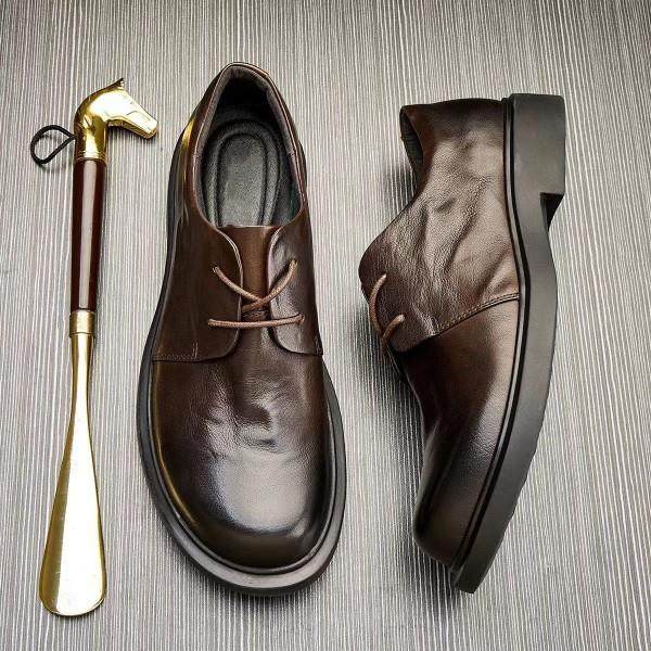 高档手工真皮男士皮鞋英伦风韩版商务正装头层牛皮舒适软底休闲鞋