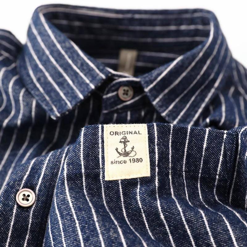 男人不想被人叫叔叔？试试这件纯棉覆古水洗经典条纹男衬衫