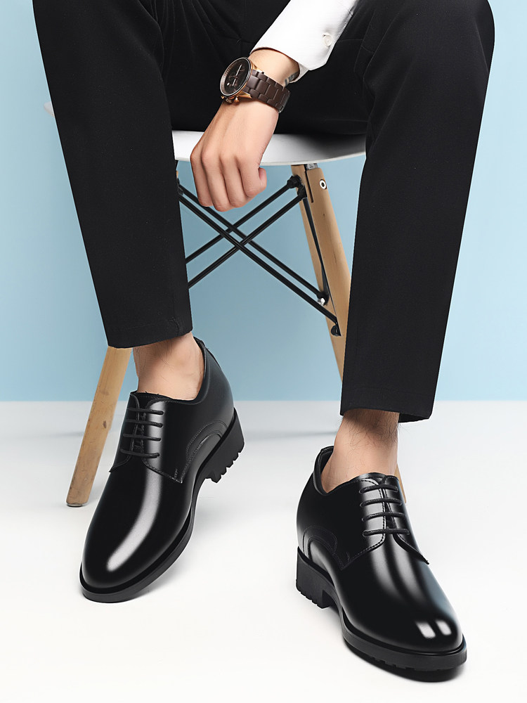 AUTUMN LEATHER MENS LEATHER SHOES INNER HEIGHTENED MENS SHOES INVISIBLE THICK-SOLED FORMAL WEDDING SHOES BUSINESS CASUAL MENS SHOES 10CM