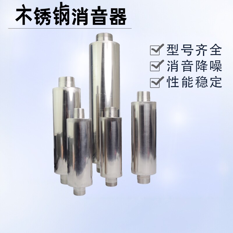 鼓风机真空泵不锈钢消音器1/1.2/1.5/2/2.5/3/4寸漩涡式气泵消音