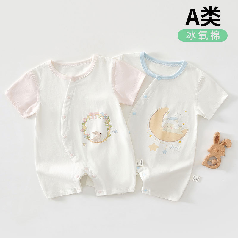0-18月婴儿衣服夏天夏季薄款宝宝连体衣男女短袖哈衣新生夏装