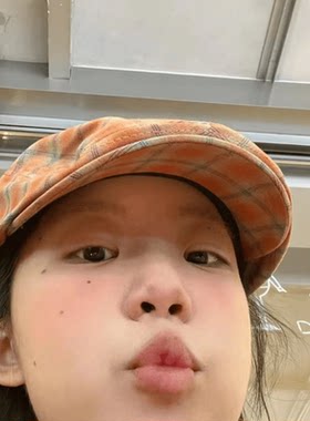 小橘子夏日格纹鸭嘴前进帽可爱
