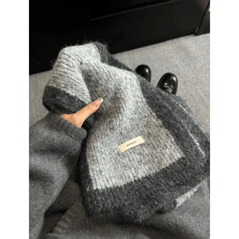 小众清冷感拼色灰羊毛点点纱围巾