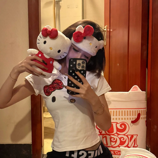 软萌出圈~卡通可爱Hello Kitty蝴蝶结发带女洗日常脸敷面膜 头箍