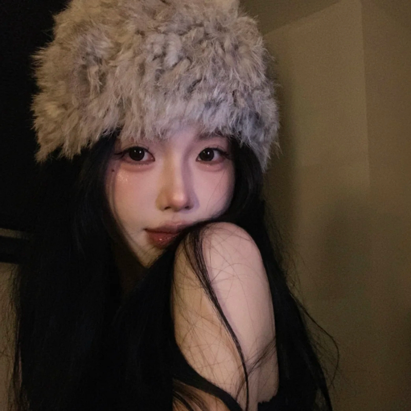 秋冬单品！云朵毛绒套头帽女秋冬季加厚加绒保暖百搭显脸小渔夫帽