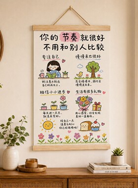 治愈拒绝海报内耗装饰快乐装饰画朋友闺蜜办公室客厅卧室挂画挂轴