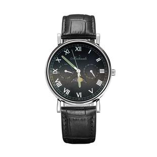 美华丽meihuali 2026多功能腕表 男士 女士 黑色商务休闲真皮手表